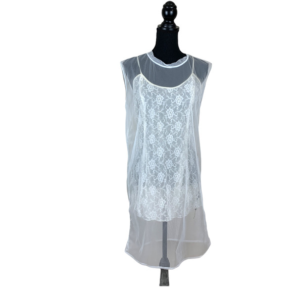 SATINE Label Italian Silk Sheer Mesh Slip Coverup - Picture 3 of 7